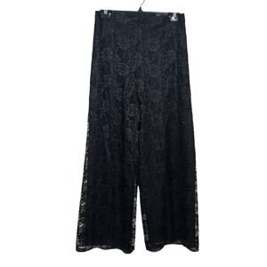 Vintage Farinae Collections Made in USA Size 10 Black Lace Wide Leg Pants